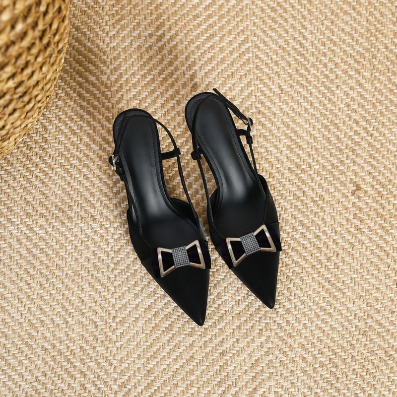 Douqu A Pair Korean Black Velvet Rhinestone Bow Shoe Decoration Charms Wedding Bridal Shoe Clips for Women High Heel - Image 5